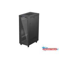 Lanberg FF01-6032-12BL 19" 32U SZÉL:600mm MÉLY:1000mm MAG:1676mm lapraszerelt LCD üvegajtós fekete 