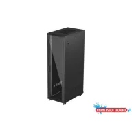 Lanberg FF01-6042-12B 19" 42U SZÉL:600mm MÉLY:1000mm MAG:2047mm lapraszerelt üvegajtós fekete szerv