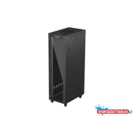 Lanberg FF01-6042-12BL 19" 42U SZÉL:600mm MÉLY:1000mm MAG:2127mm lapraszerelt LCD üvegajtós fekete 