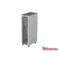   Lanberg FF01-6042-12S 19" 42U SZÉL:600mm MÉLY:1000mm MAG:2123mm lapraszerelt LCD üvegajtós szürke szerver szekrény