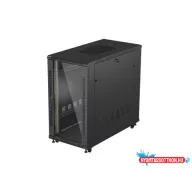 Lanberg FF01-6222-12B 19" 22U SZÉL:600mm MÉLY:1200mm MAG:1200mm lapraszerelt üvegajtós fekete szerv