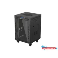 Lanberg FF01-6615-12BL 19" 15U SZÉL:600mm MÉLY:600mm MAG:928mm lapraszerelt LCD üvegajtós fekete ál