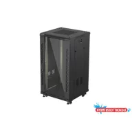 Lanberg FF01-6622-12B 19" 22U SZÉL:600mm MÉLY:600mm MAG:1159mm lapraszerelt üvegajtós fekete álló r
