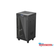 Lanberg FF01-6622-12BL 19" 22U SZÉL:600mm MÉLY:600mm MAG:1234mm lapraszerelt LCD üvegajtós fekete á