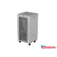   Lanberg F01-6622-12SL 19" 22U SZÉL:600mm MÉLY:600mm MAG:1131mm lapraszerelt LCD üvegajtós szürke álló rack szekrény