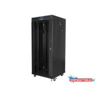 Lanberg FF01-6627-12BL 19" 27U SZÉL:600mm MÉLY:600mm MAG:1431mm lapraszerelt LCD üvegajtós fekete á