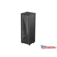Lanberg FF01-6637-12B 19" 37U SZÉL:600mm MÉLY:600mm MAG:1826mm lapraszerelt üvegajtós fekete álló r