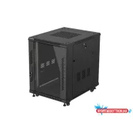 Lanberg FF01-6815-12B 19" 15U SZÉL:600mm MÉLY:800mm MAG:848mm lapraszerelt üvegajtós fekete rack ál
