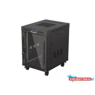 Lanberg FF01-6815-12BL 19" 15U SZÉL:600mm MÉLY:800mm MAG:898mm lapraszerelt LCD üvegajtós fekete ál