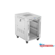 Lanberg FF01-6815-12SL 19" 15U SZÉL:600mm MÉLY:800mm MAG:922mm lapraszerelt LCD üvegajtós szürke ál