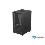 Lanberg FF01-6822-12B 19" 22U SZÉL:600mm MÉLY:800mm MAG:1159mm lapraszerelt üvegajtós fekete álló r