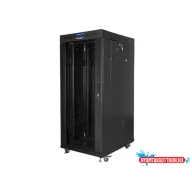 Lanberg FF01-6827-12BL 19" 27U SZÉL:600mm MÉLY:800mm MAG:1431mm lapraszerelt LCD üvegajtós fekete á