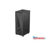 Lanberg FF01-6832-12B 19" 32U SZÉL:600mm MÉLY:800mm MAG:1603mm lapraszerelt üvegajtós fekete álló r