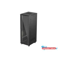 Lanberg FF01-6837-12B 19" 37U SZÉL:600mm MÉLY:800mm MAG:1826mm lapraszerelt üvegajtós fekete álló r
