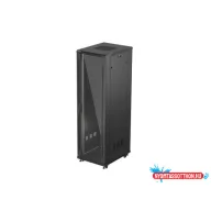 Lanberg FF01-6842-12B 19" 42U SZÉL:600mm MÉLY:800mm MAG:2047mm lapraszerelt üvegajtós fekete álló r
