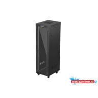 Lanberg FF01-6842-12BL 19" 42U SZÉL:600mm MÉLY:800mm MAG:2097mm lapraszerelt LCD üvegajtós fekete á