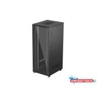 Lanberg FF01-8042-12B 19" 42U SZÉL:800mm MÉLY:1000mm MAG:2047mm lapraszerelt üvegajtós fekete szerv