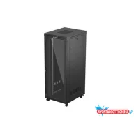Lanberg FF01-8042-12BL 19" 42U SZÉL:800mm MÉLY:1000mm MAG:2127mm lapraszerelt LCD üvegajtós fekete 