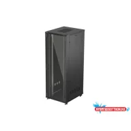 Lanberg FF01-8047-12B 19" 47U SZÉL:800mm MÉLY:1000mm MAG:2270mm lapraszerelt üvegajtós fekete szerv
