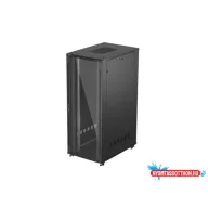 Lanberg FF01-8242-12B 19" 42U SZÉL:800mm MÉLY:1200mm MAG:2047mm lapraszerelt üvegajtós fekete szerv