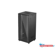 Lanberg FF01-8837-12B 19" 37U SZÉL:800mm MÉLY:800mm MAG:1826mm lapraszerelt üvegajtós fekete álló r