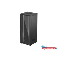 Lanberg FF01-8842-12B 19" 42U SZÉL:800mm MÉLY:800mm MAG:2047mm lapraszerelt üvegajtós fekete álló r