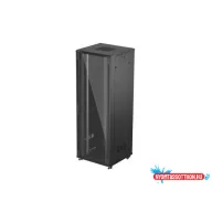 Lanberg FF01-8847-12B 19" 47U SZÉL:800mm MÉLY:800mm MAG:2270mm lapraszerelt üvegajtós fekete álló r