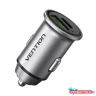   Vention USB-A+C (2port,18/20W, szürke, szivargyújtós), töltő