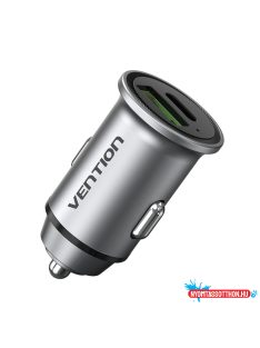   Vention USB-A+C (2port,18/20W, szürke, szivargyújtós), töltő