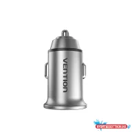   Vention USB-A+C (2port,30W, szürke, szivargyújtós), töltő