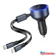   Vention USB-C*2+Lightning (3port,30W, szivargyújtós), töltő