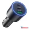 Vention USB-A+C*2 (3port,100/75/36W, fekete,szivargyújtós), töltő