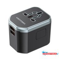   VENTION 3-Port USB (C + A + A) Universal Travel Adapter (20W/18W/18W) Black
