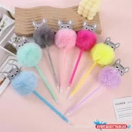 Szőrös cicás toll - szürke cicával