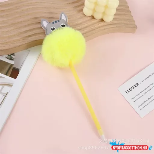 Szőrös cicás toll - szürke cicával