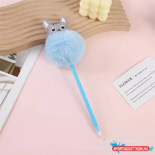 Szőrös cicás toll - szürke cicával