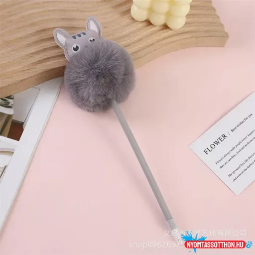 Szőrös cicás toll - szürke cicával