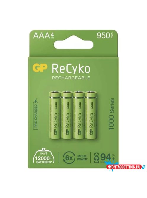 GP Recyko+ mikroceruza elem AAA , GP100AAAHCE-2EB4 , 4db/cs