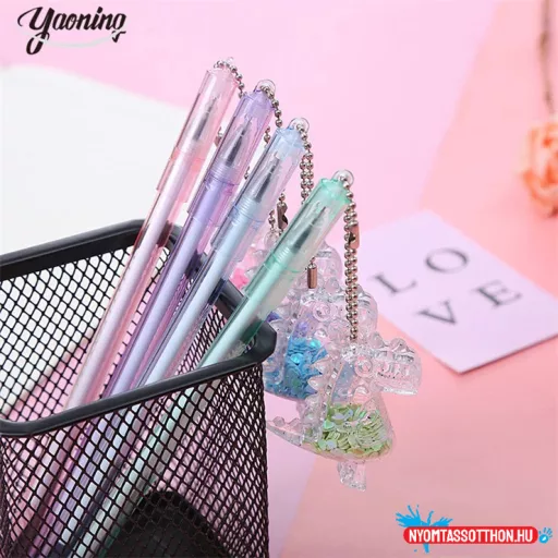 Cuki lógó kristálydinoszaurusz radírozható zseléstoll, 0.5mm