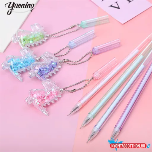 Cuki lógó kristálydinoszaurusz radírozható zseléstoll, 0.5mm