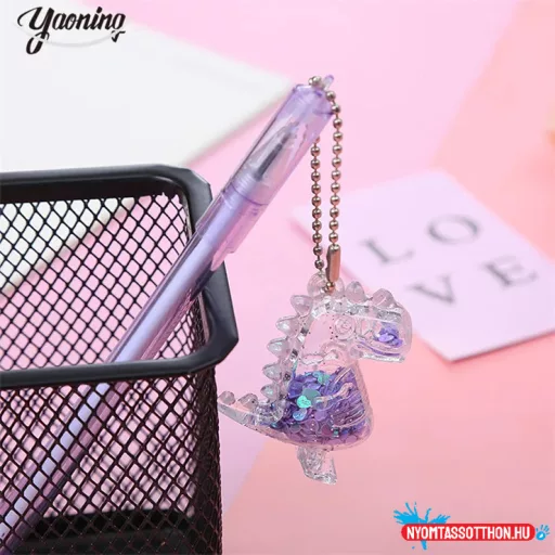 Cuki lógó kristálydinoszaurusz radírozható zseléstoll, 0.5mm