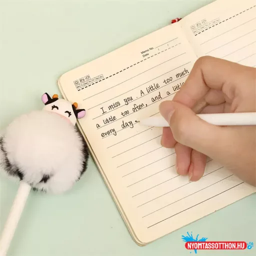 Szőrös boci fekete zselés toll, 0.5mm