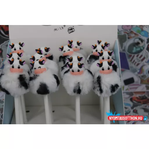 Szőrös boci fekete zselés toll, 0.5mm