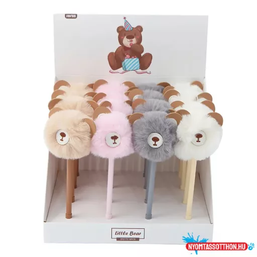 Szőrös macipofa fekete zselés toll, 0.5mm