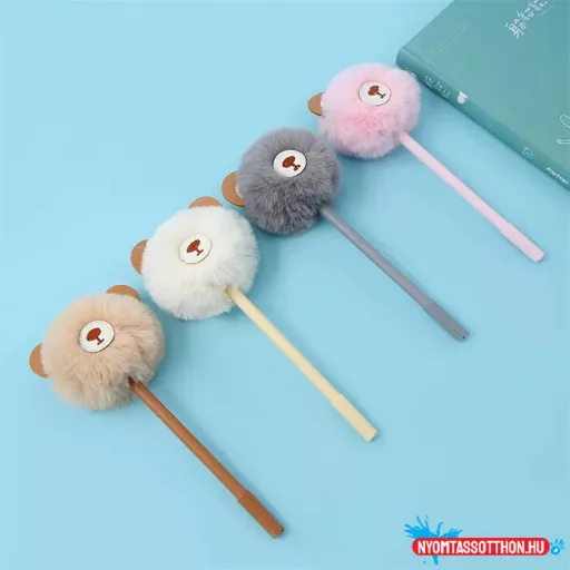 Szőrös macipofa fekete zselés toll, 0.5mm