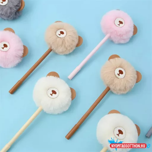 Szőrös macipofa fekete zselés toll, 0.5mm