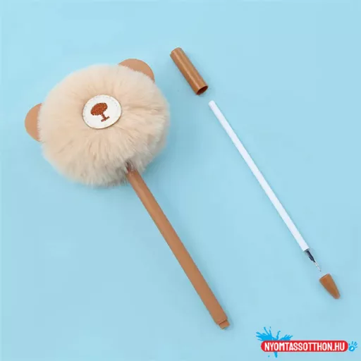 Szőrös macipofa fekete zselés toll, 0.5mm