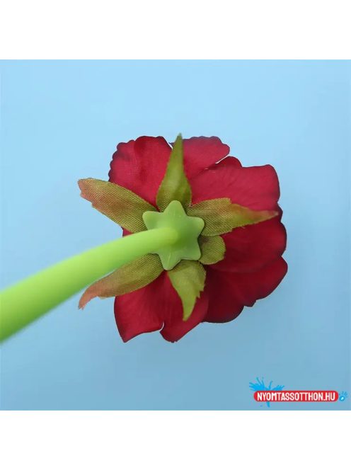 Extra vörös rózsa fekete zselés toll, 0.5mm