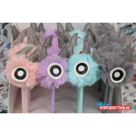 Szőrös és szarvas egyszemű fekete zselés toll, 0.5mm