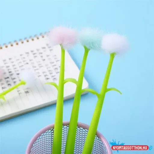 Japán szőrös virág fekete zselés toll, 0.5mm